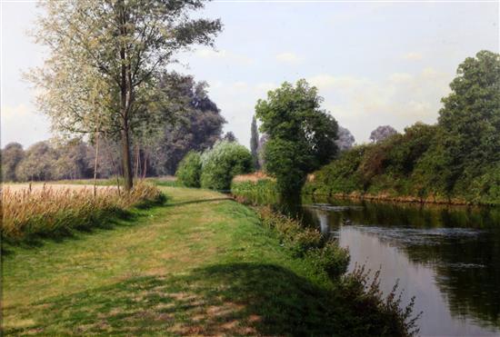 § David Smith (b.1949) River Chelmer at Baddow, Essex, 24 x 36in.